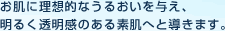 お肌に理想的なうるおいを与え、明るく透明感のある素肌へと導きます。